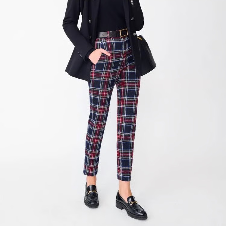 J. Mclaughlin Womenâs Stewart Jacquard Plaid Straight Leg Ankle Pant Sz 10 Nwt